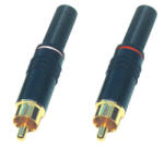 Somogyi Elektronic Home RCA 11MF RCA dugó pár, fém, aranyozott, törésgátló, fehér és piros, RCA_11MF (RCA_11MF)