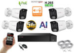 Monitorrs Security - AI IP Aktív kamerarendszer 4 kamerával 5 mpix WTube - 6078K4