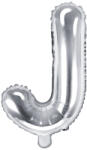 PartyDeco J betű mini fólia lufi - ezüst 35cm