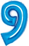 Amscan 9 - es szám fólia lufi - kék 66 cm
