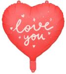 PartyDeco Fólia lufi- Piros szív love you 45 cm