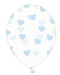 PartyDeco Átlátszó lufi kék szívecskékkel
