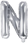 PartyDeco N betű mini fólia lufi - ezüst 35cm