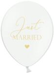 PartyDeco Fehér latex lufi - Just Married
