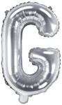 PartyDeco G betű mini fólia lufi - ezüst 35cm