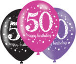 Amscan Születésnapi számos lufi 50 - rózsaszín party 6 db