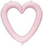 PartyDeco Fólia lufi - Világos rózsaszín szív 86 x 83, 5 cm