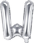 PartyDeco W betű mini fólia lufi - ezüst 35cm