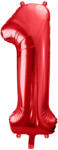 PartyDeco Fólia születésnapi balon szám 1 piros 86 cm