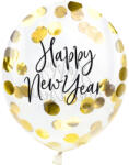 PartyDeco Latex lufi szett konfettivel - Happy New Year 3 db