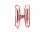 PartyDeco H betű mini fólia lufi - rózsaszín arany 35cm