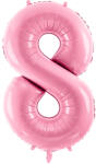 PartyDeco 8-as születésnapi szám fólia lufi - babarózsaszín 86cm