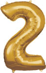 Amscan 2-es arany szám születésnapi fólia lufi 86 cm