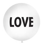PartyDeco Gömb latex Jumbo lufi 1m - fehér LOVE