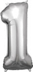 Amscan 1-es ezüst szám születésnapi fólia lufi 86 cm