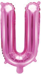 PartyDeco U betű mini fólia lufi - rózsaszín 35cm
