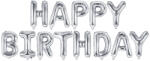 PartyDeco Fólia lufi - Happy Birthday ezüst felirattal 340x35cm
