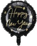 PartyDeco Fólia lufi - Happy New Year fekete-arany