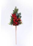  Crenguta brad artificial+con+bobite rosii pentru aranjamente florale (70742)