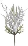  Crenguta brad artificial+bobite albe+ren pentru aranjamente florale (70778)
