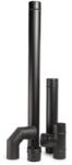  Rozsdamentes, 5 db-os pellet kályha füstcsőkészlet - fekete (100 mm)