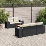 vidaXL 6 részes fekete polyrattan kerti ülőgarnitúra párnákkal (3225328)