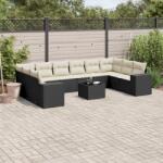 vidaXL 11 részes fekete polyrattan kerti ülőgarnitúra párnákkal (3255413)