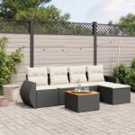 vidaXL 6 részes fekete polyrattan kerti ülőgarnitúra párnákkal (3224978)