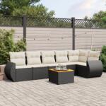 vidaXL 7 részes fekete polyrattan kerti ülőgarnitúra párnával (3225013)