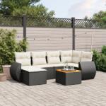 vidaXL 7 részes fekete polyrattan kerti ülőgarnitúra párnával (3225104)