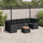 vidaXL 8 részes fekete polyrattan kerti ülőgarnitúra párnákkal (3224032)