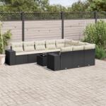 vidaXL 11 részes fekete polyrattan kerti ülőgarnitúra párnákkal (3255433)