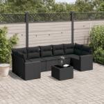 vidaXL 8 részes fekete polyrattan kerti ülőgarnitúra párnákkal (3218725)
