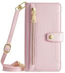 Pastel Husă portofel cu curea pentru Huawei nova 12i roz