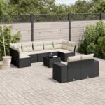 vidaXL 10 részes fekete polyrattan kerti ülőgarnitúra párnákkal (3255363) - vidaxl