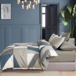 Pucioasa Lenjerie de pat dublu percale 6 piese bumbac 100%, model geometric Lenjerie de pat