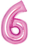 Amscan 6 - os midi szám fólia lufi - világos rózsaszín 66cm