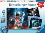 Ravensburger Puzzle pentru copii Ravensburger 3 x 49 piese - Spațiul cosmic (12000860) Puzzle