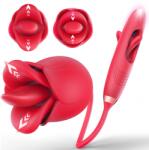 SuperLove 4in1 Flapping & Licking Mouth Vibrator Red Vibrator