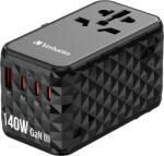 Verbatim 32125 Gan USB-A / 3X USB-C Utazó Hálózati Töltő - 140W, Fekete