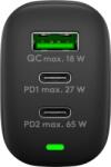 Goobay 65407 PD GAN USB-A / 2X USB-C Hálózati Töltő - 65W, Fekete