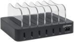 Manhattan 102254 6X USB Type-A Hálózati Töltő - 50W, Fekete (102254)