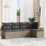 vidaXL 5 részes szürke polyrattan kerti ülőgarnitúra párnákkal (3249359)