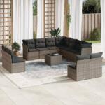 vidaXL 12 részes szürke polyrattan kerti ülőgarnitúra párnákkal (3249669)