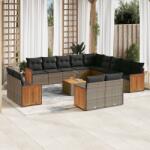 vidaXL 14 részes szürke polyrattan kerti ülőgarnitúra párnákkal (3228216)