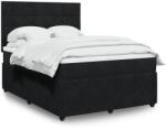 vidaXL fekete bársony rugós ágy matraccal 160x200 cm (3294684)