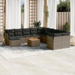 vidaXL 12 részes szürke polyrattan kerti ülőgarnitúra párnákkal (3223981)