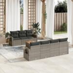 vidaXL 8 részes szürke polyrattan kerti ülőgarnitúra párnákkal (3256802)