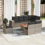 vidaXL 9 részes szürke polyrattan kerti ülőgarnitúra párnákkal (3225486) - vidaxl