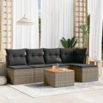 vidaXL 6 részes szürke polyrattan kerti ülőgarnitúra párnákkal (3223603)